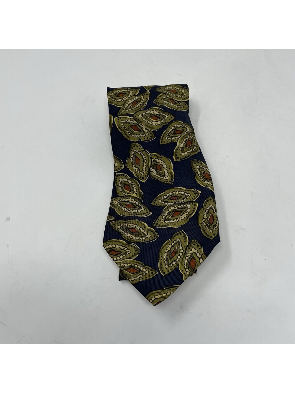 Vestimenta Mens Silk Necktie Blue Green Diamond Print Tie Italy